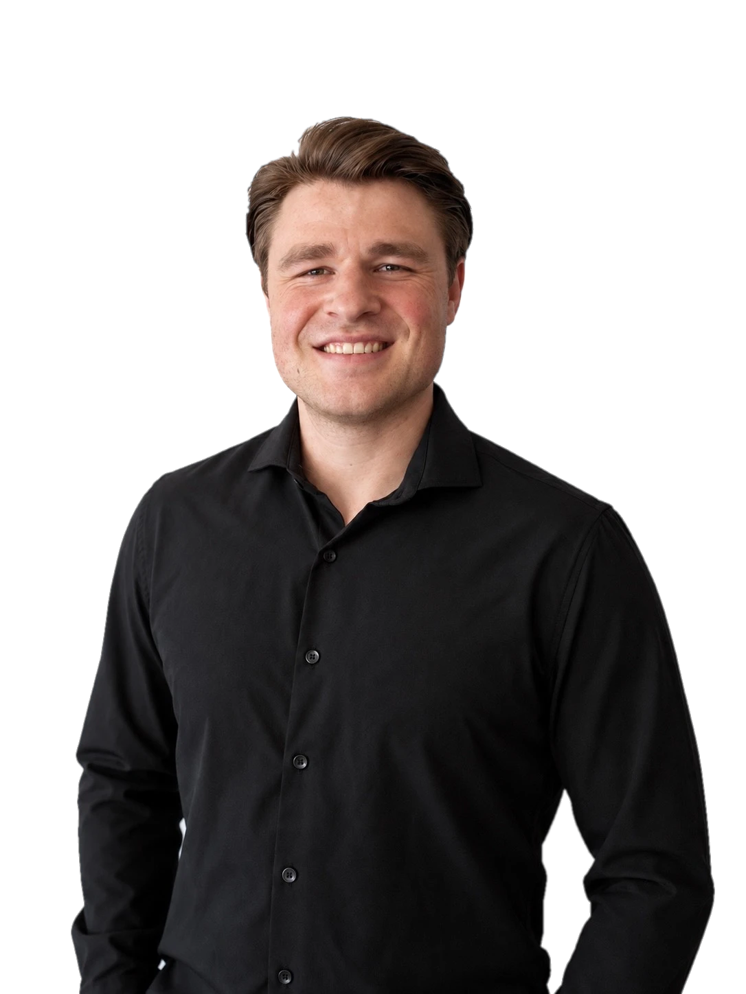 Shane Marshall smiling, in a black shirt